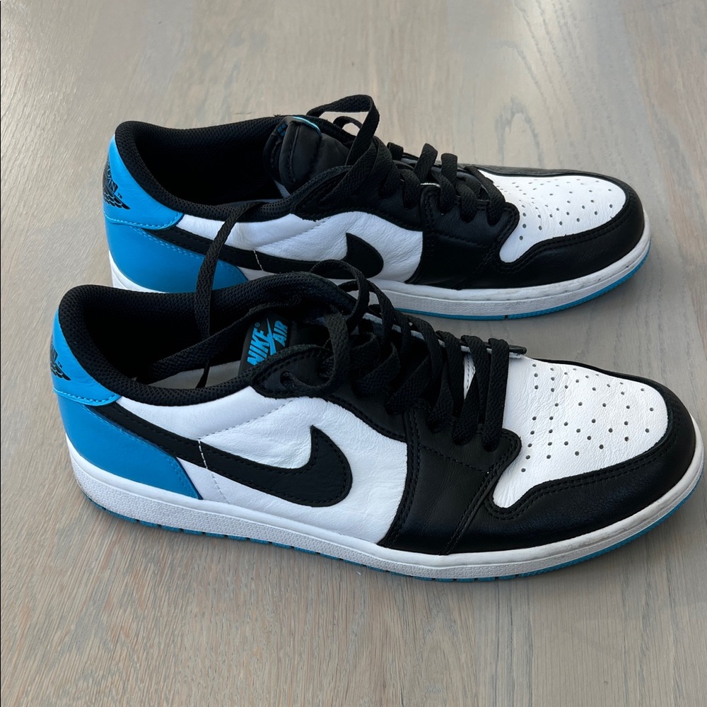 Men’s Nike Jordan 1 Retro Low OG Black/Dark Powder Blue Size 10
